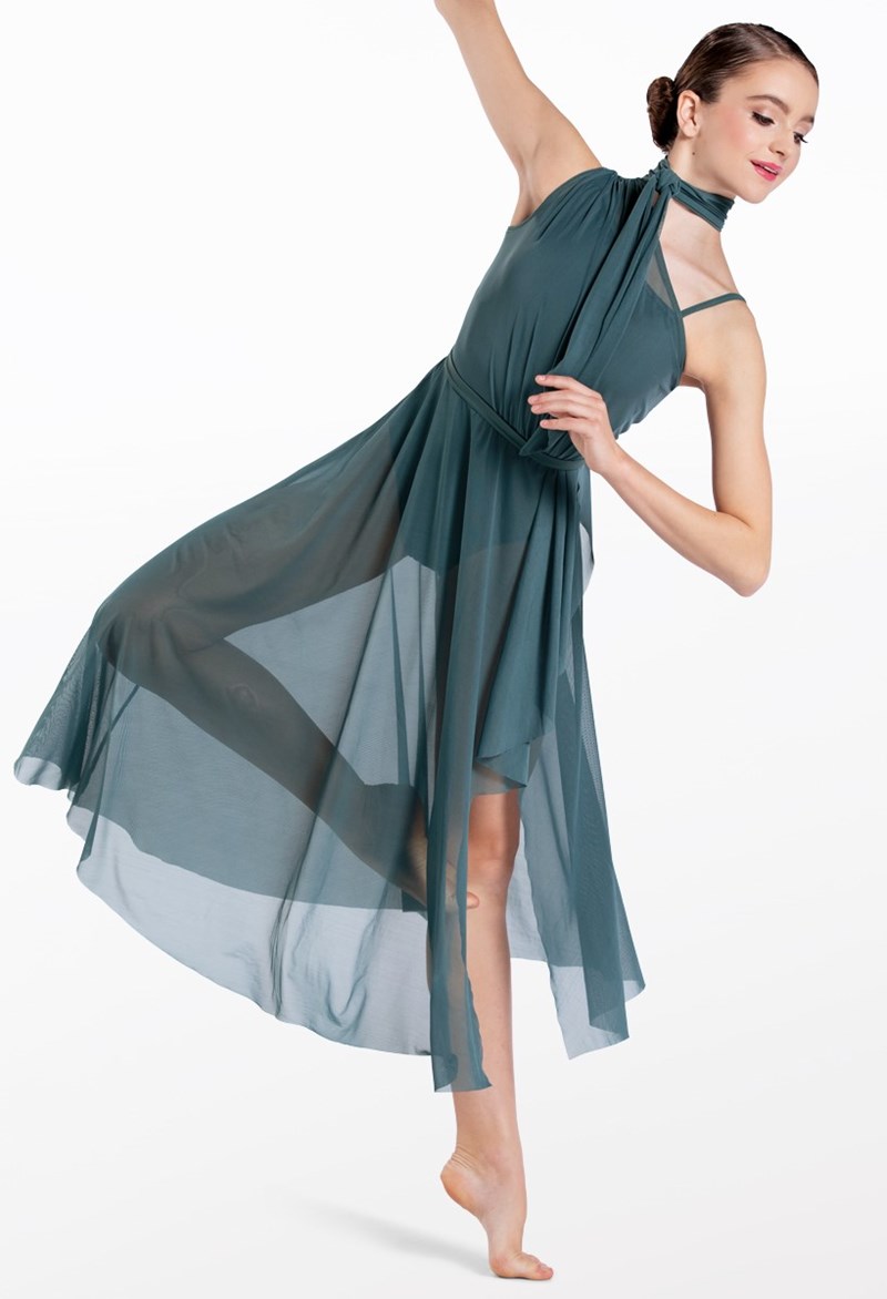 One Shoulder Tied Neck Dress - Pine - Adult - Dance Dress D