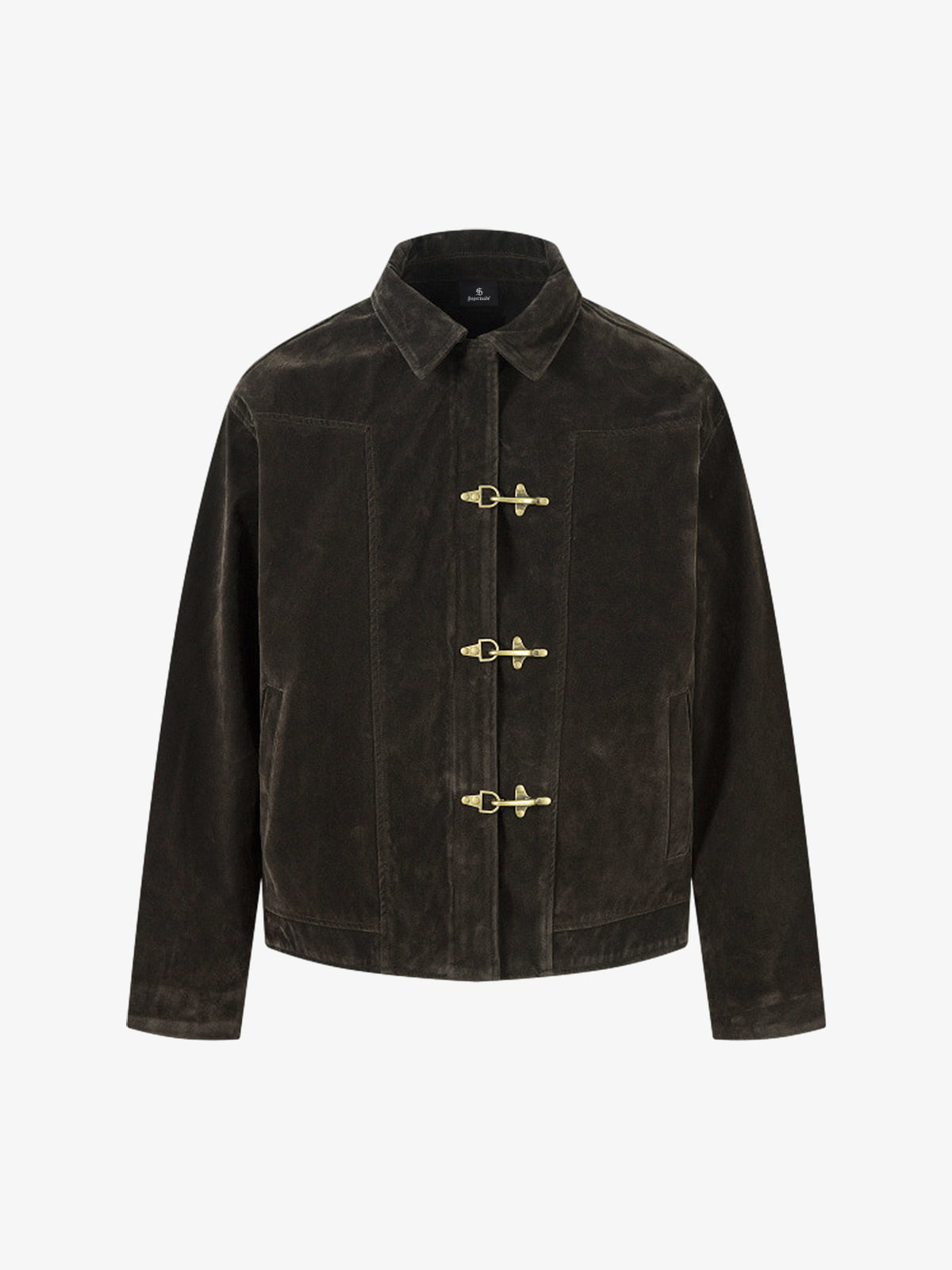 Retro Unique Metal Button Lapel Suede Bomber Jacket