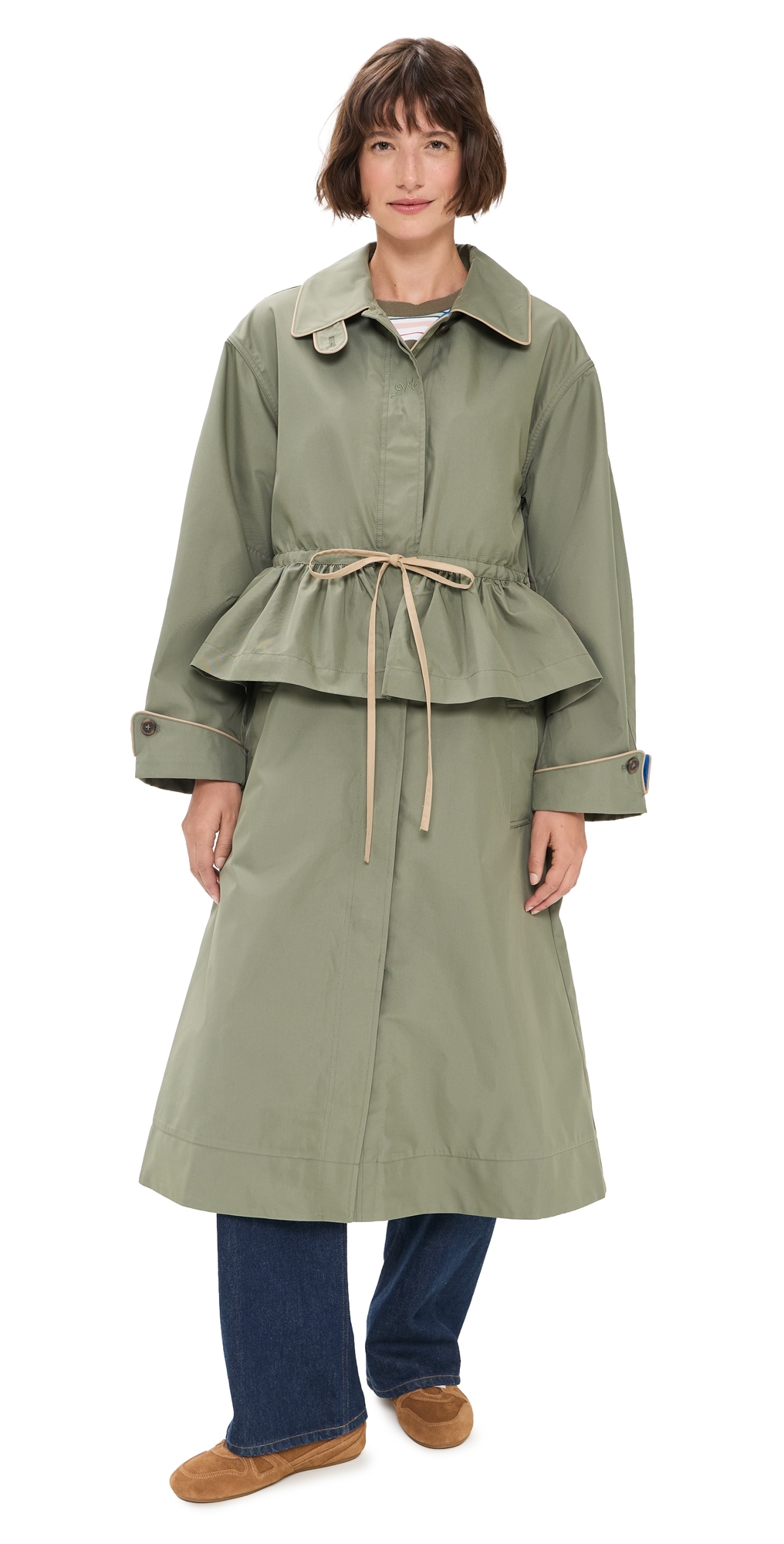 Damson Madder Myrtle Trench Coat Sage