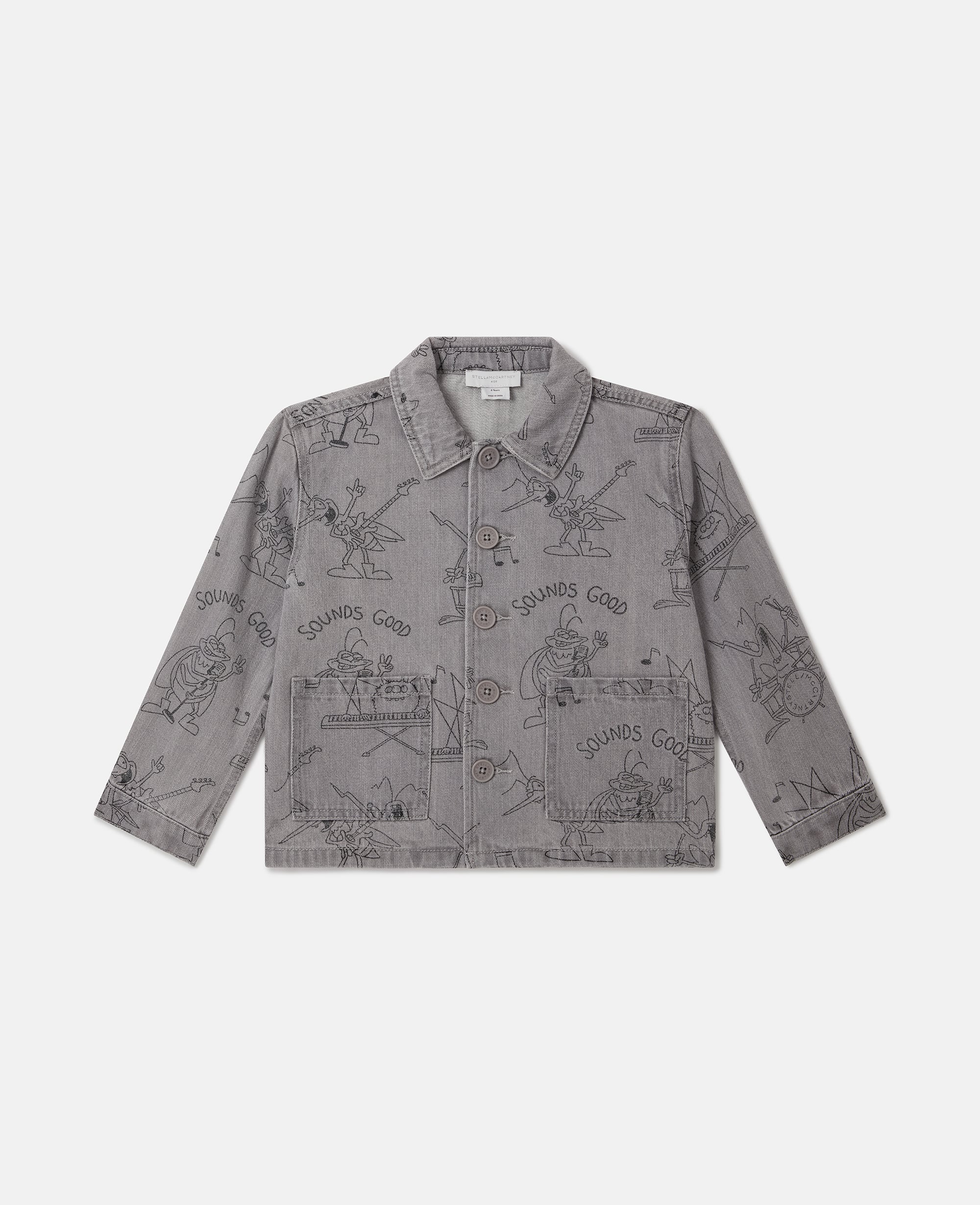 Stella McCartney - Bug Band Print Denim Jacket, Woman, GreyBlack