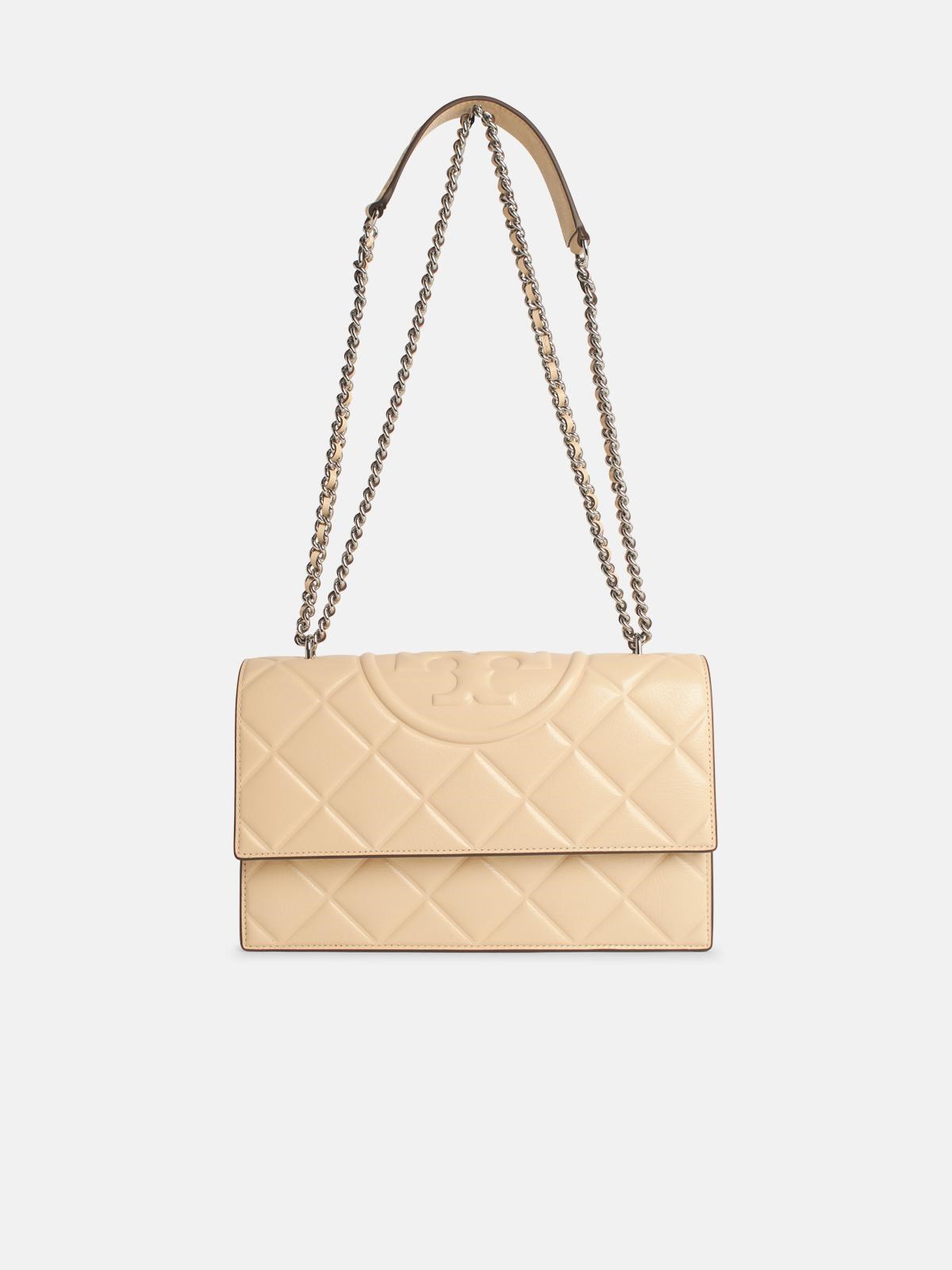 TORY BURCH 'Fleming' Cream Leather Crossbody Bag