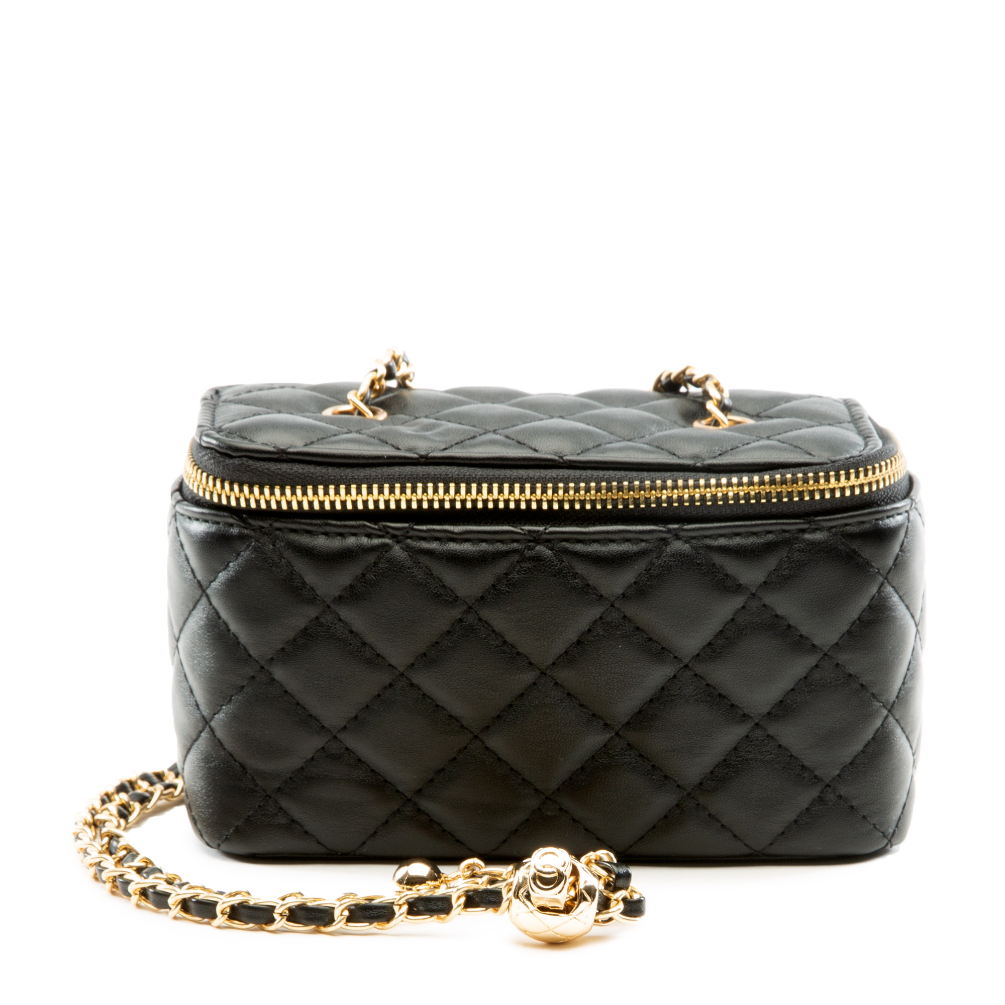 Women Quilted Rounded Square Crossbody Bag Black Bags OS Black