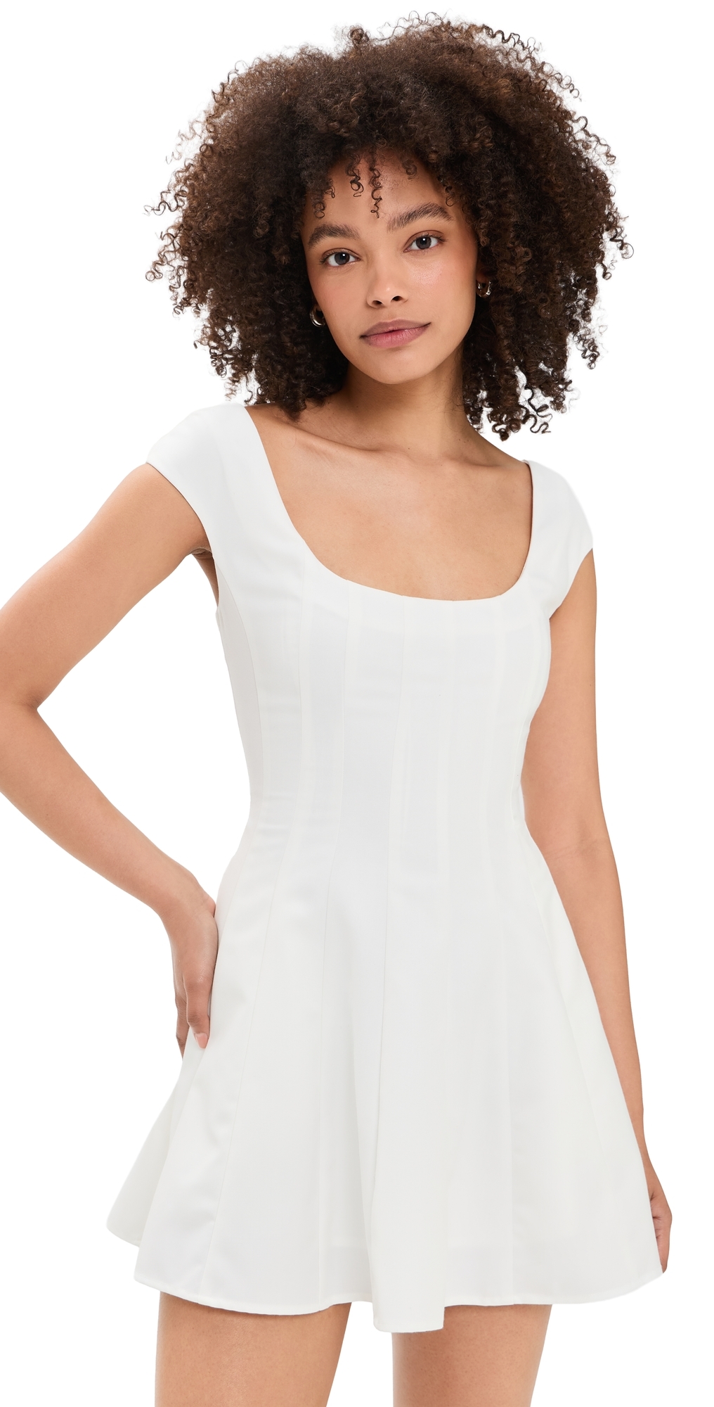 GUIZIO Leila Twill Mini Dress Ivory