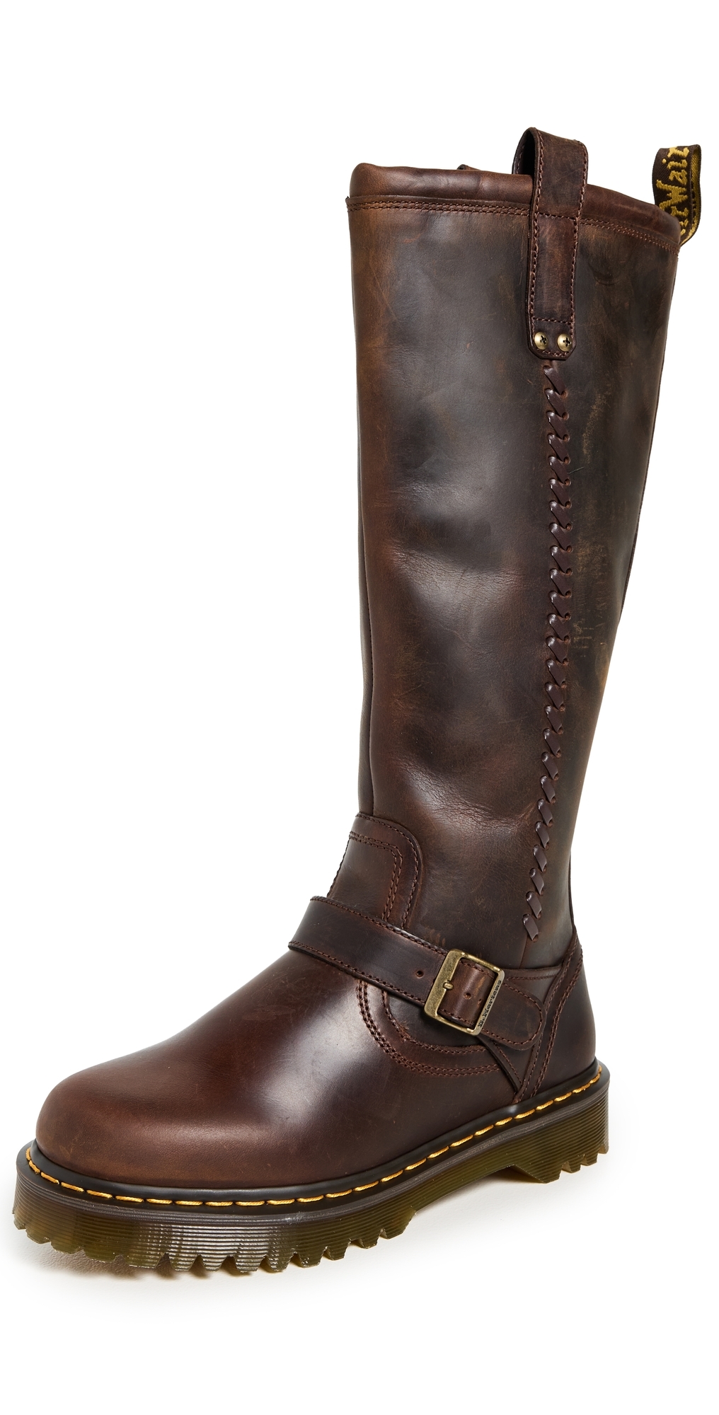 Dr. Martens Anistone Dark Brown Crazy Horse Biker Boots Dark Brown