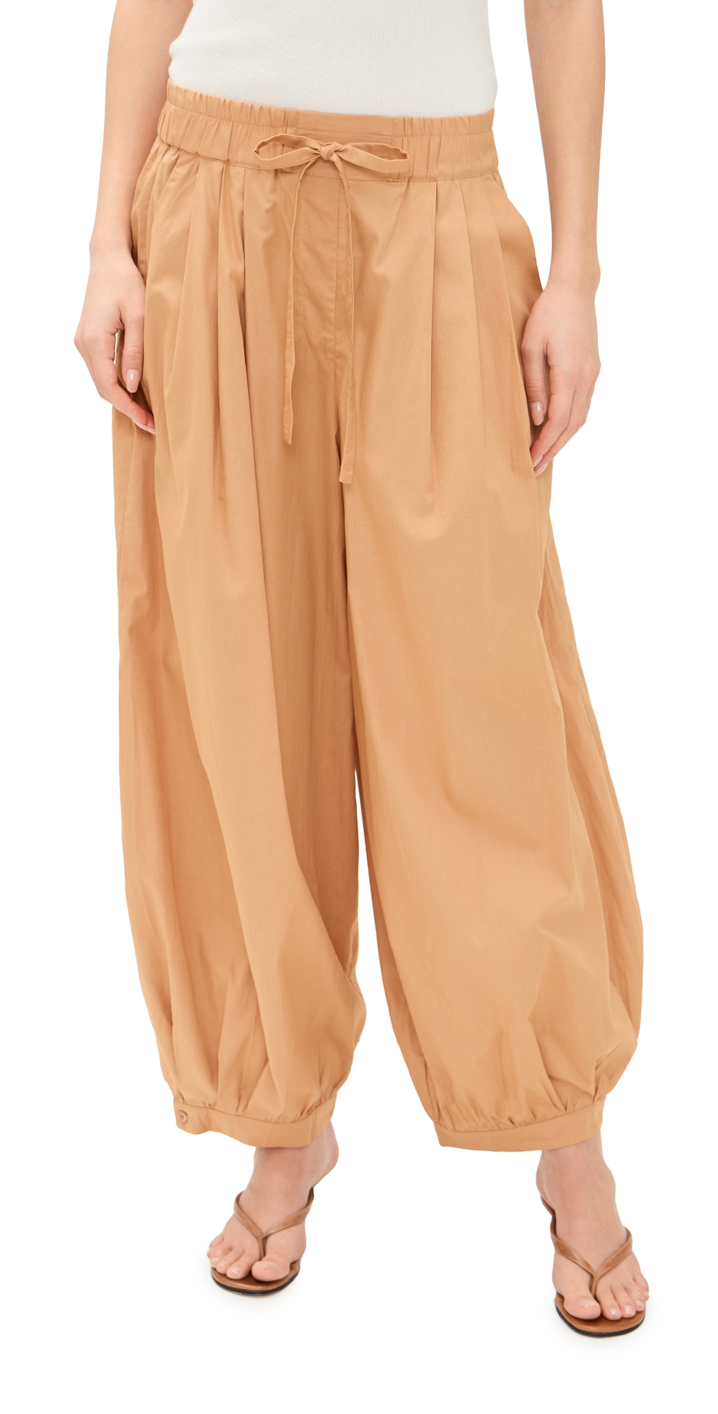 Dress To Tie Front Balloon Pants Summer Beige
