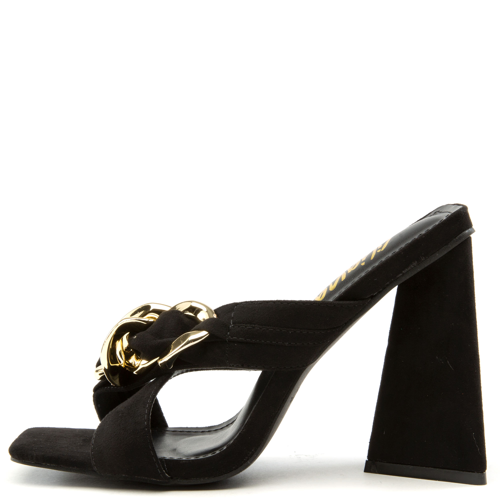 Women Dreamy- Gold Chain Dress High Heel Black High Heels . Black