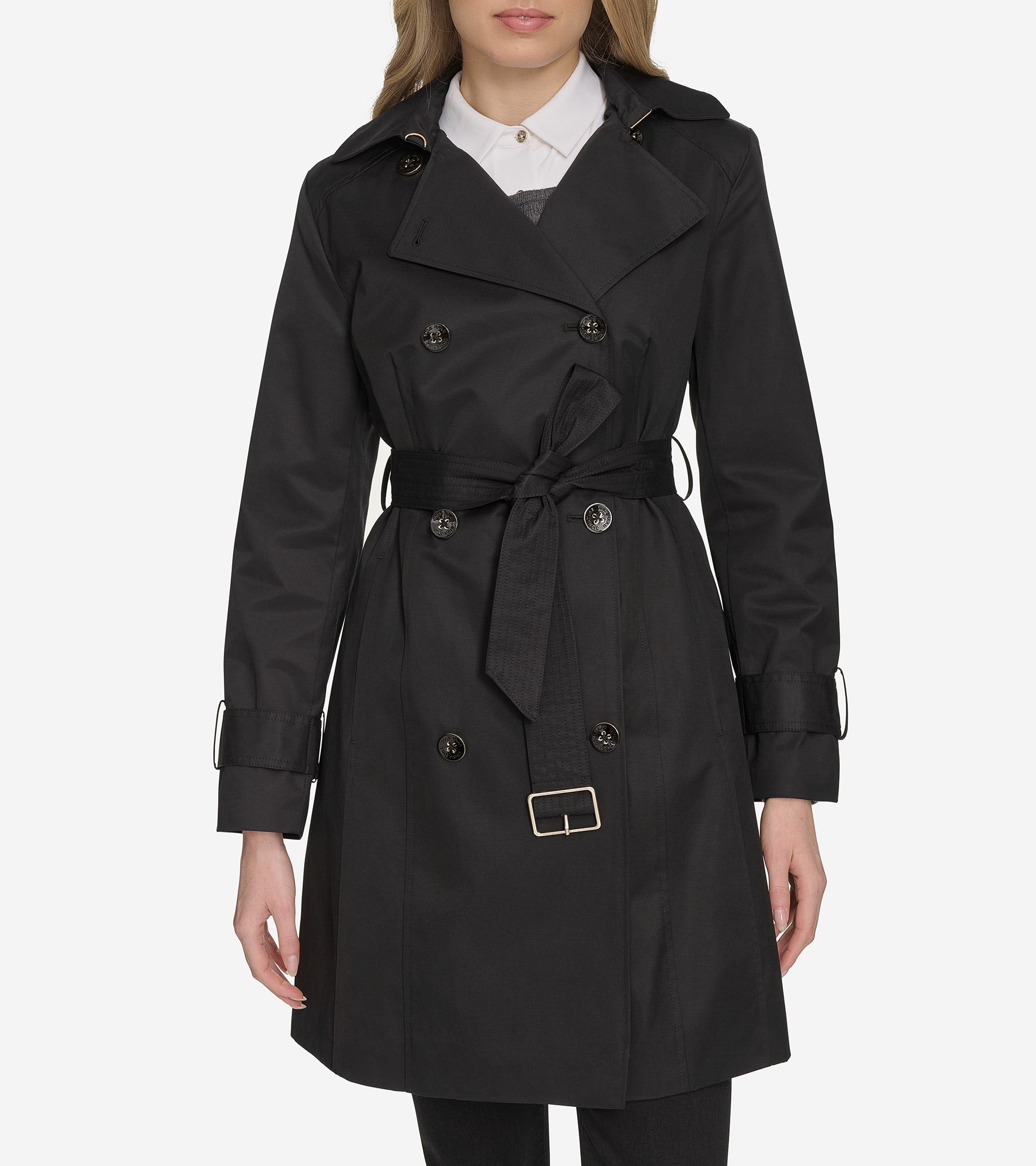 Cole Haan Women's Hooded Trench Coat - Black Size
