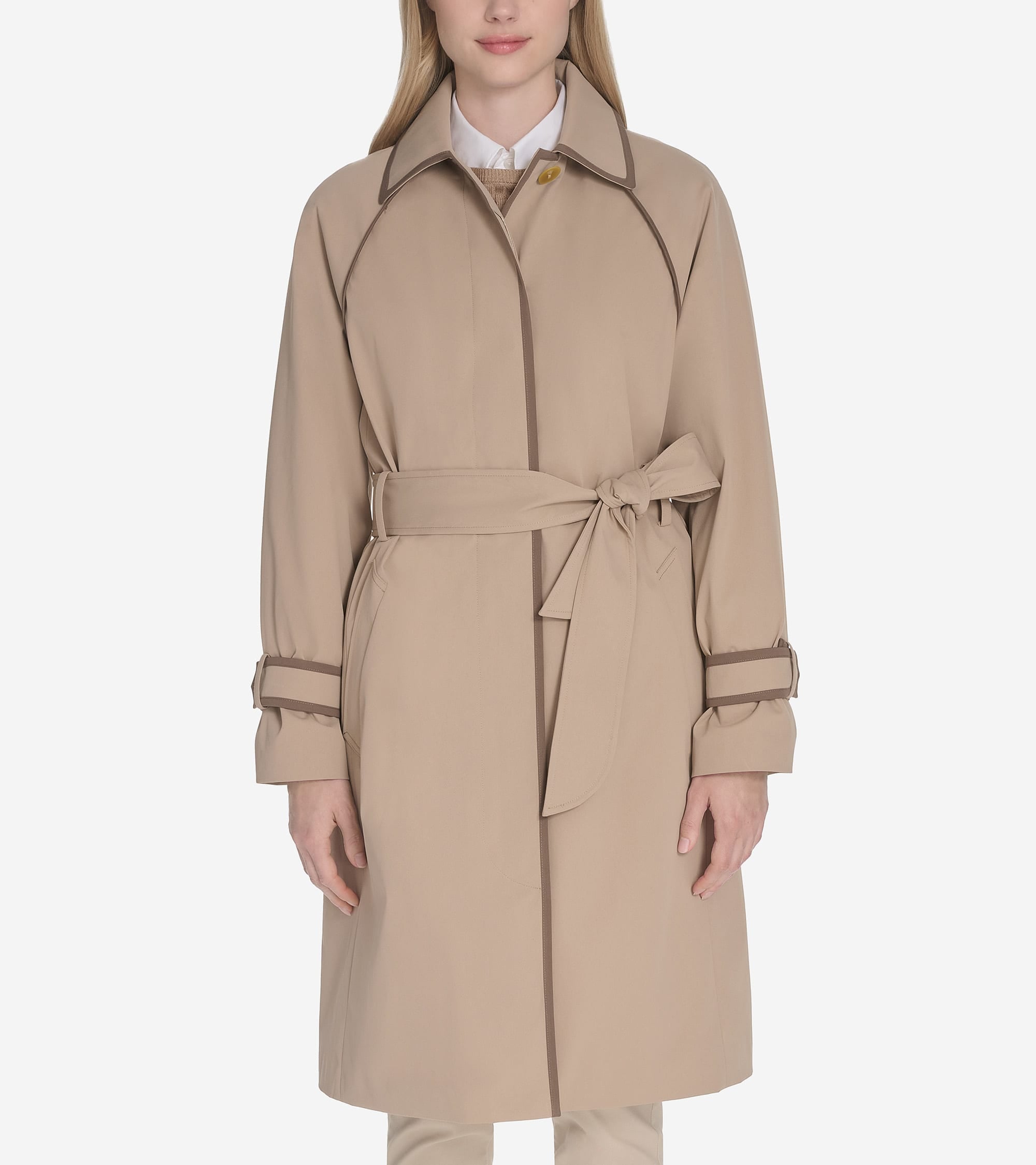 Cole Haan Women's Twill Trench Coat - Beige Size