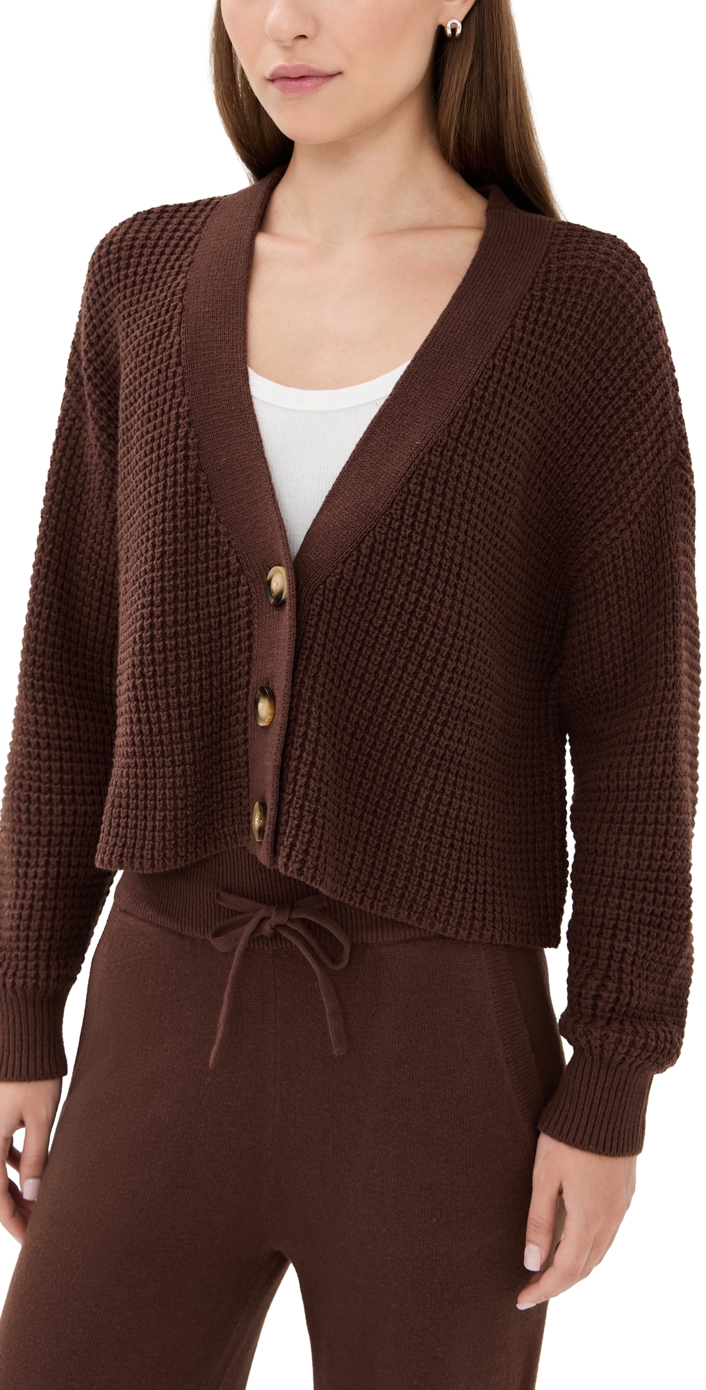 Eberjey Recycled Sweater Cropped Cardigan Chocolate