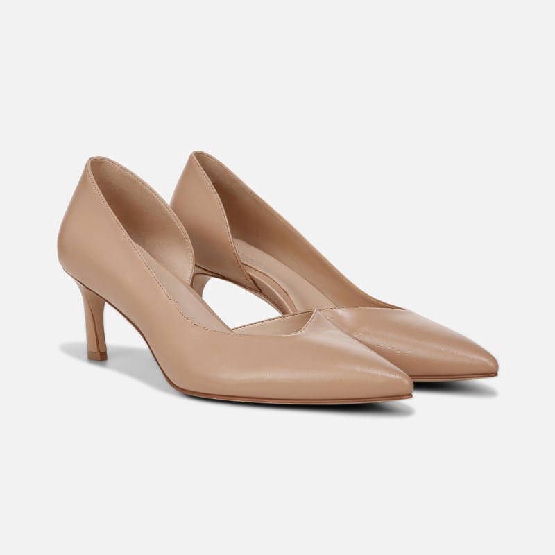 EDIT Faith Pump Shoes, Creme Brulee Leather, .M Dress Heels, Slip-On Fit, Pointed Toe, Rubber Outsole