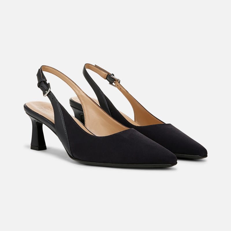 Naturalizer Tansy Slingback Dress Shoes, French Navy Microfiber & Faux Leather, .W Strap, Non