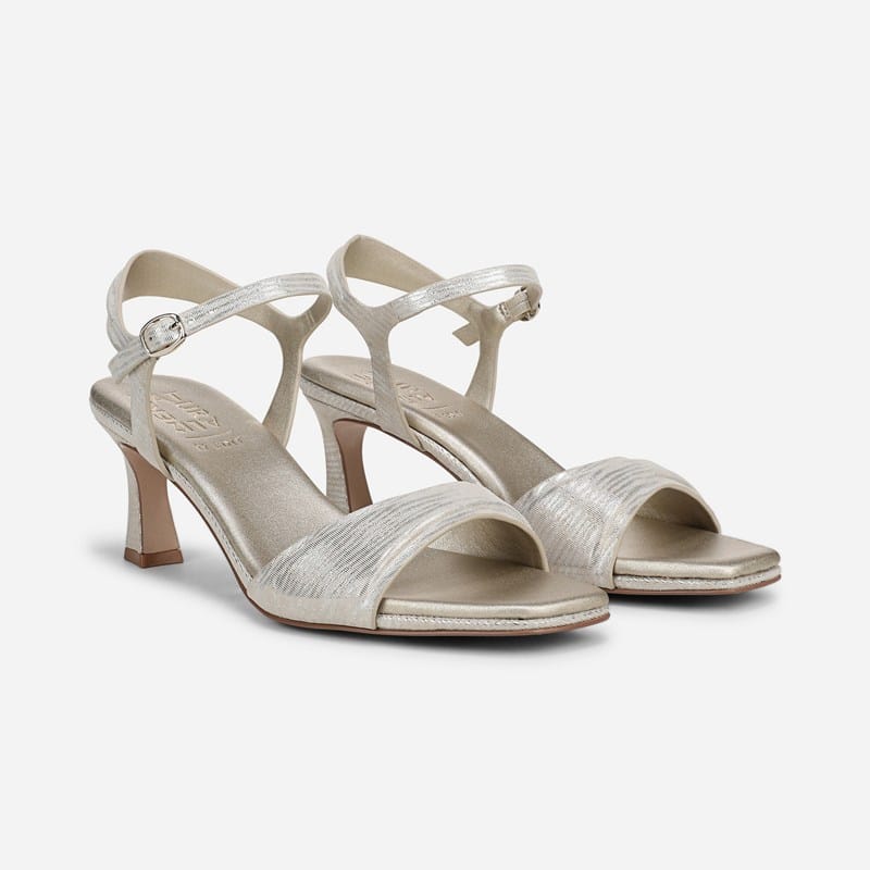 EDIT Grace Dress Sandal Shoes, Warm Silver Leather, .W Open Toe, Rubber Outsole