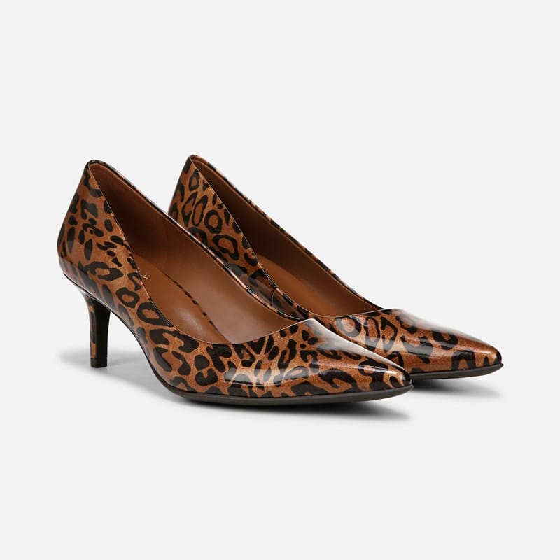 Naturalizer Everly Pump Shoes, Leopard Print Faux Leather, .M Dress Heels, Pointed Toe, Non