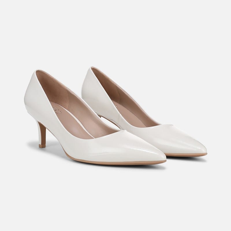 Naturalizer Everly Pump Shoes, Warm White Leather, . N Dress Heels, Pointed Toe, Non