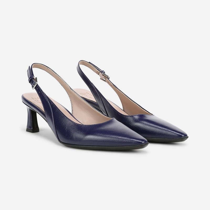 Naturalizer Tansy Slingback Dress Shoes, Blue Faux Leather Microfiber, .W Strap, Non
