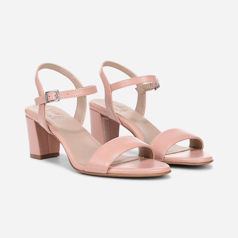 Naturalizer Bristol Dress Sandals, Phantom Pink Faux Leather Fabric, .W Almond Toe, Block Heels