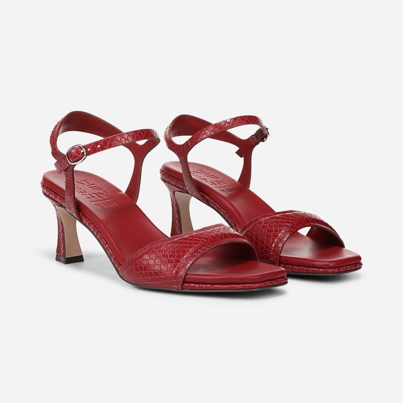 EDIT Grace Dress Sandal Shoes, Red Snake Print Leather, .W Open Toe, Rubber Outsole