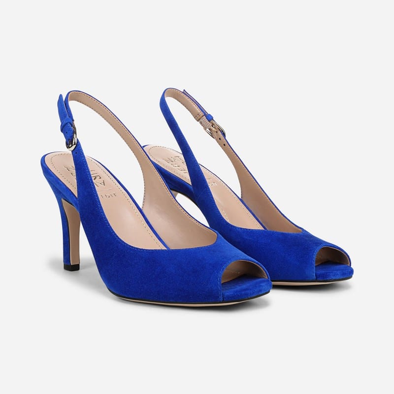 EDIT Alexa Dress Sandals, Photon Blue Suede Leather, .M Strappy Style, Classic Pumps, Open Toe, Slingback Strap