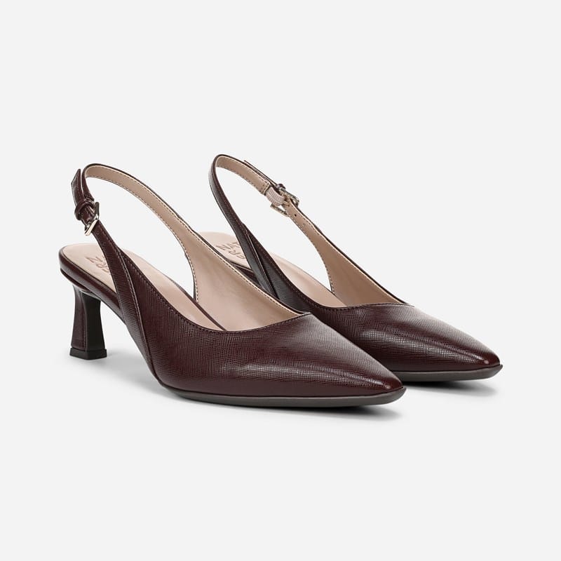 Naturalizer Tansy Slingback Dress Shoes, Dark Red Embossed Faux Leather Microfiber, .M Strap, Non