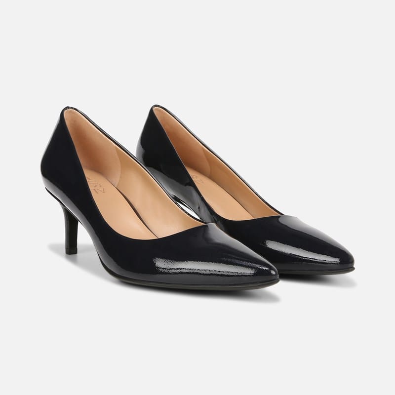 Naturalizer Everly Pump Shoes, French Navy Leather, .M Dress Heels, Pointed Toe, Non