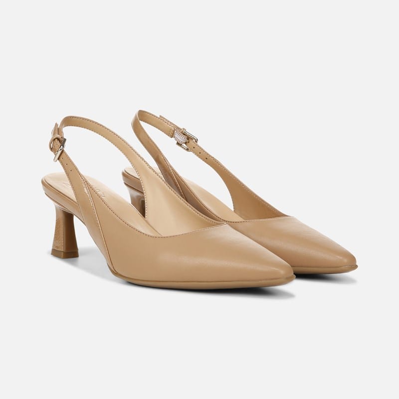 Naturalizer Tansy Slingback Dress Shoes, Cafe Brown Smooth Synthetic Microfiber, .W Strap, Non