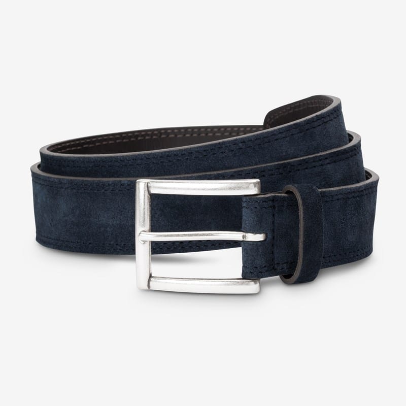 Allen Edmonds Bourbon Street Suede Dress Belt in Navy, size , Leather