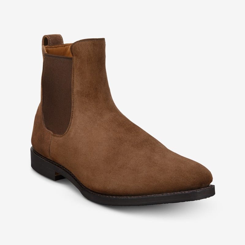 Allen Edmonds Liverpool Chelsea Dress Boot Boots in Polo Brown Suede, size . E, LeatherRubber