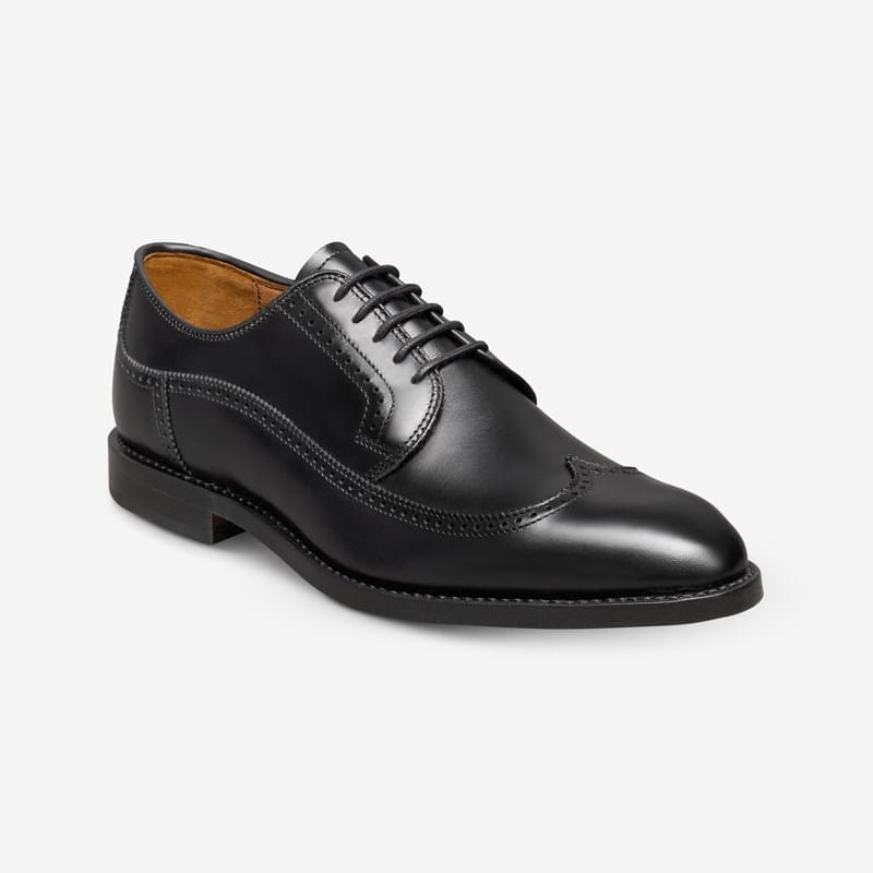 Allen Edmonds Winston Wingtip Dress Derby in Black Leather, size . D