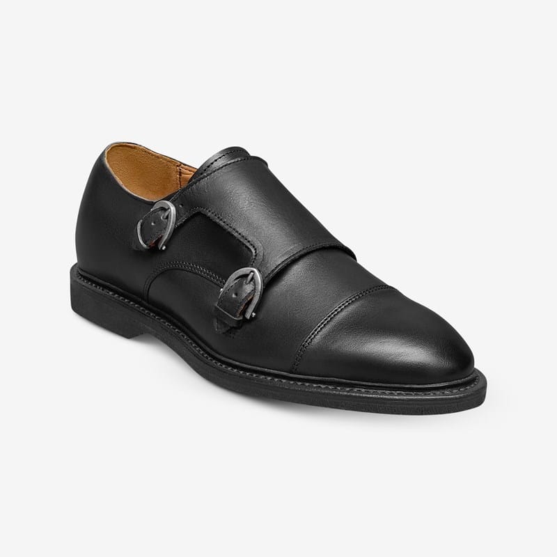 Allen Edmonds Kingston Verse Double Monk Strap Dress Shoe in Black Leather, size . E