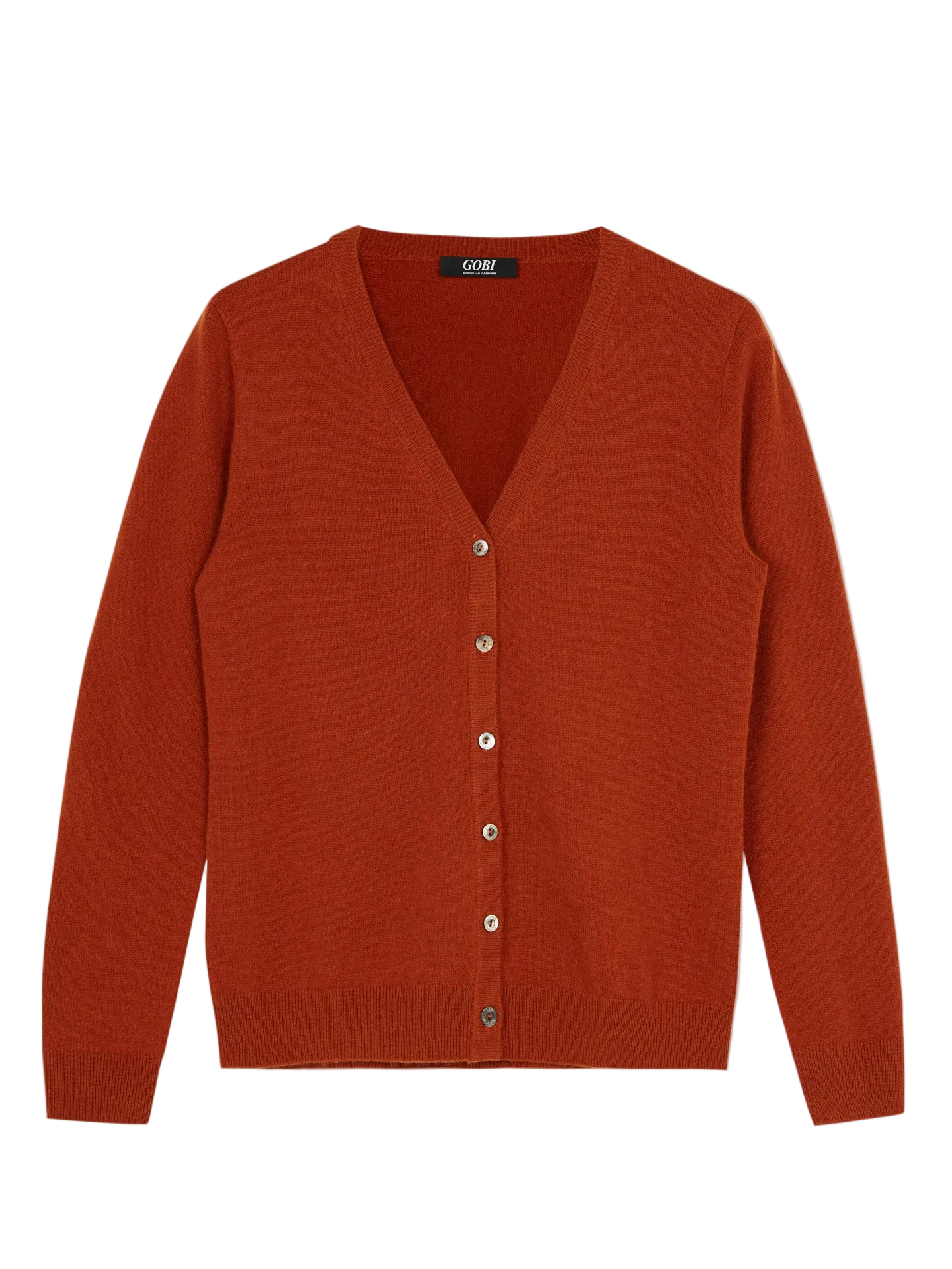 Essential Cashmere V-Neck Cardigan - Autumn Orange WK-