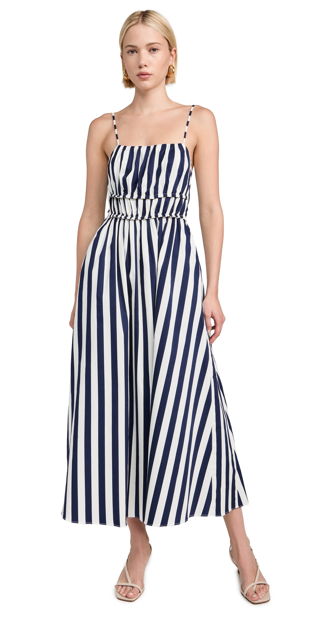 English Factory Stripe Sleeveless Maxi Dress NavyWhite