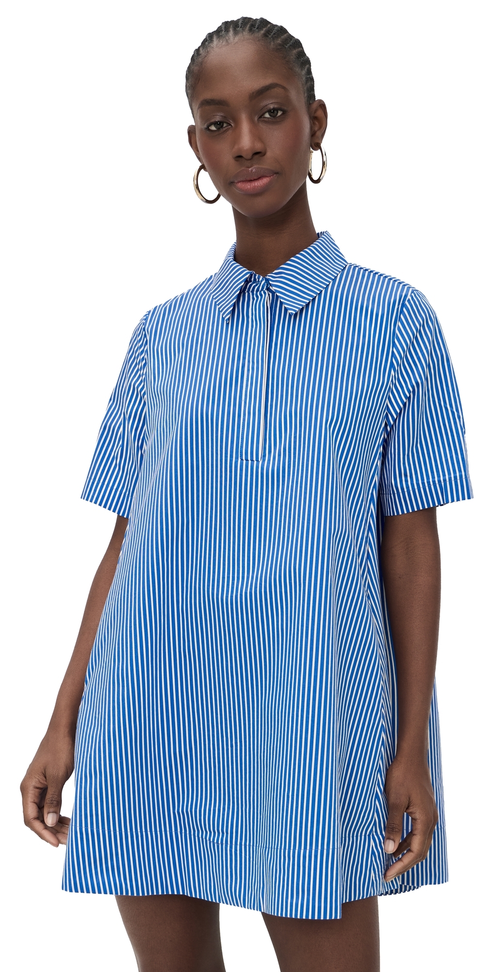 English Factory A-line Short Sleeve Shirt Dress Blue Stripe