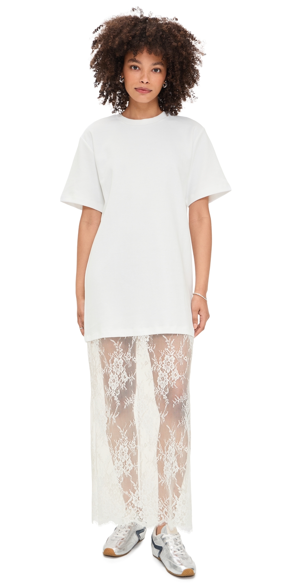 endless rose Mixed Media Shirt Dress White
