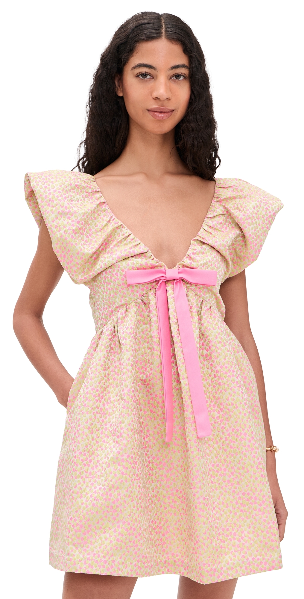 endless rose Jacquard Mini Dress PinkGreen