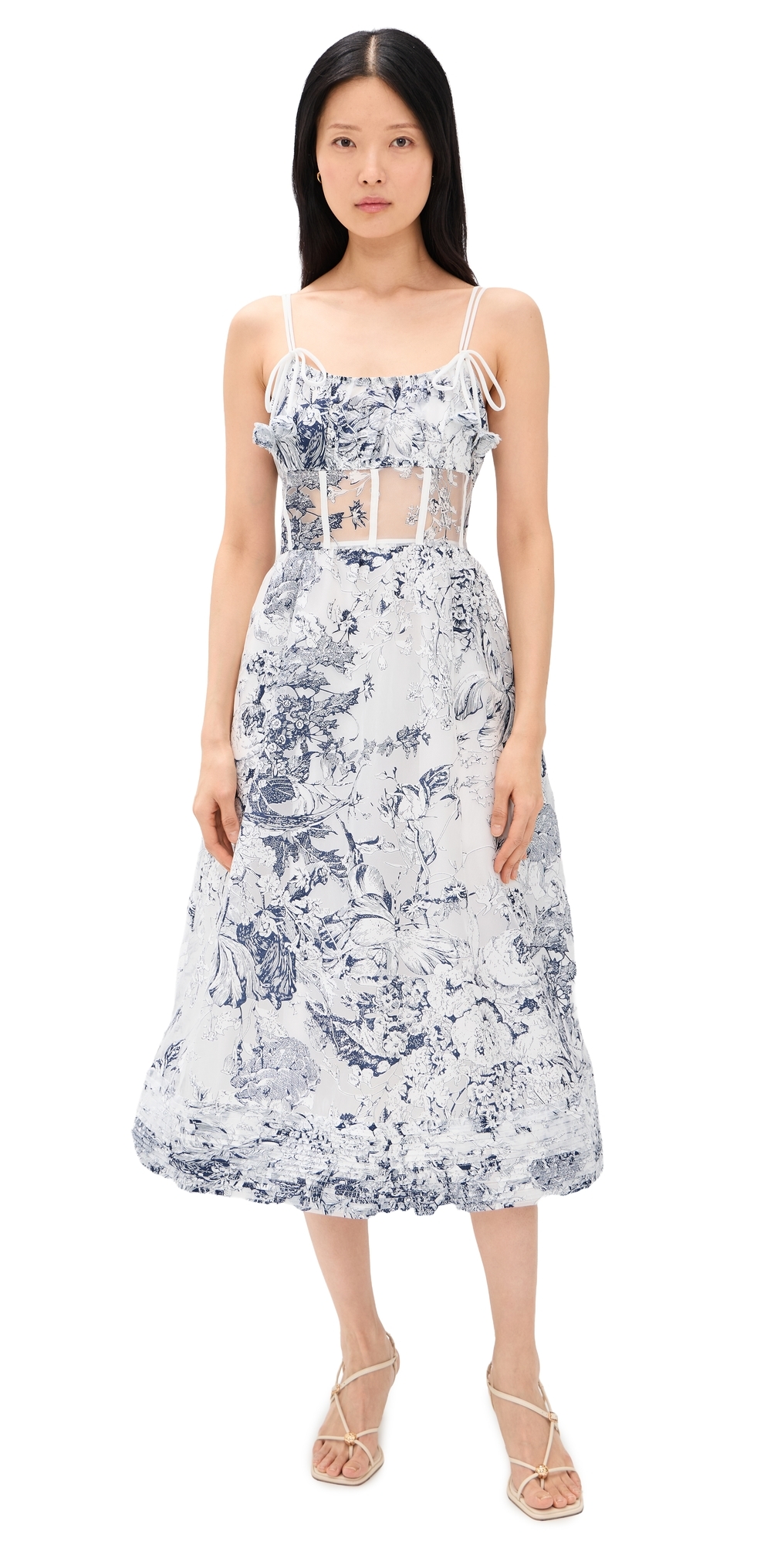 En Saison Cyrus Midi Dress White Navy