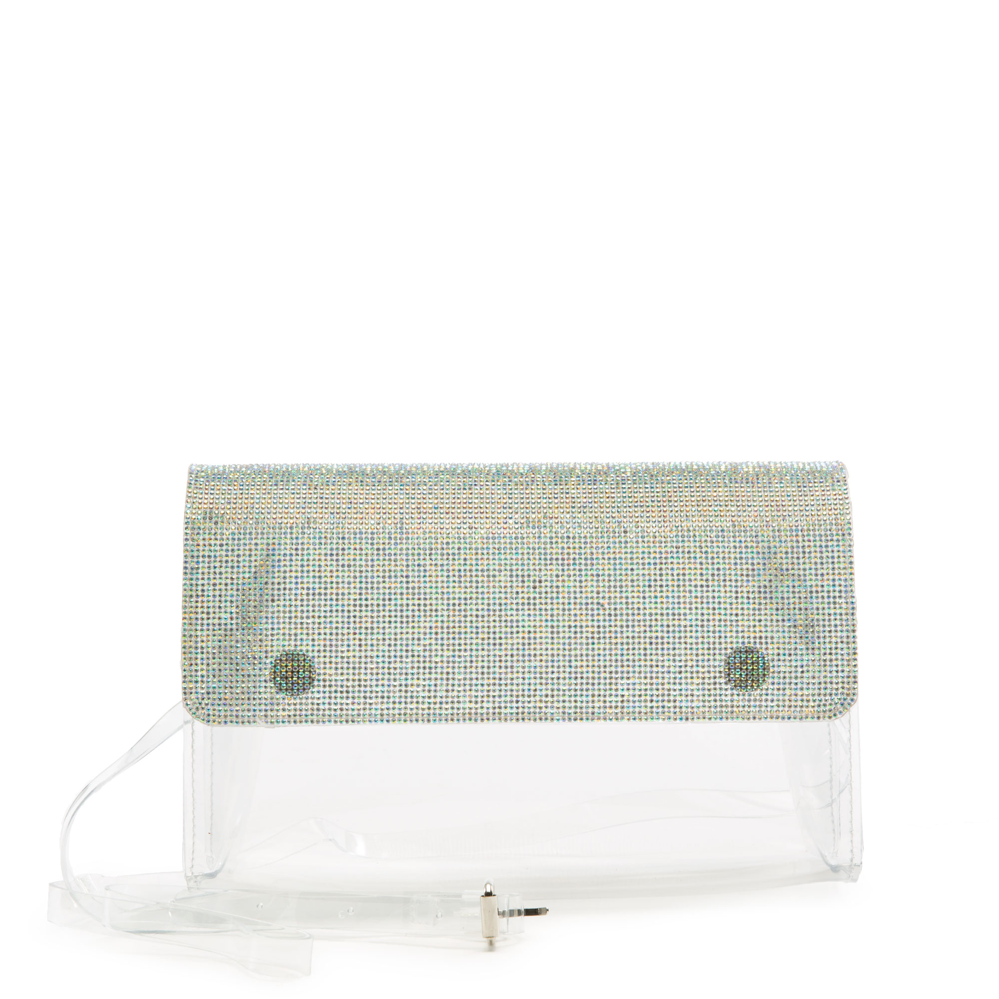 Women Clear Rhinestone Crossbody Bag Silver Bags OS Silver