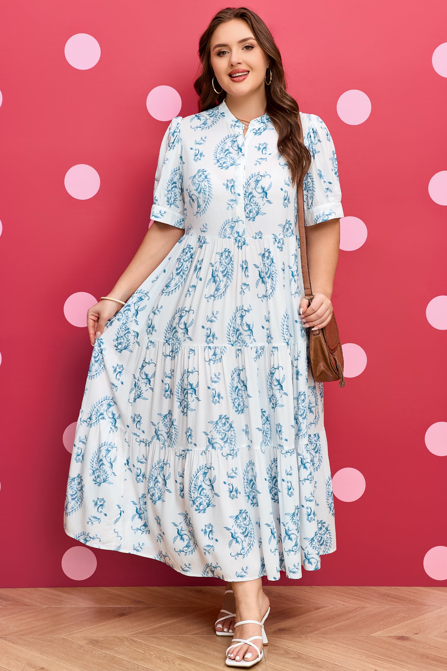 Milana Short Sleeve Maxi PL Dress - Sky Blue X - W-W