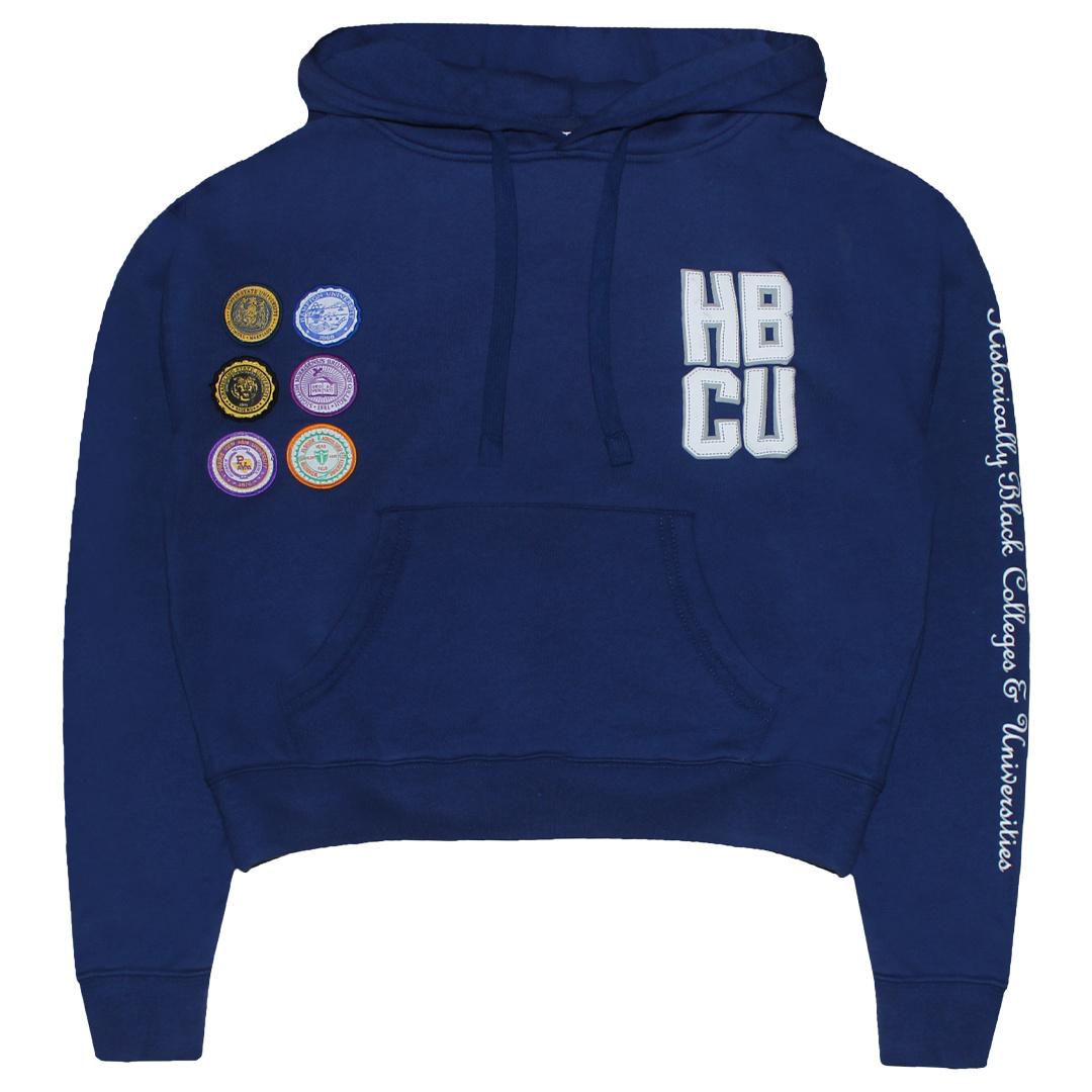 Cross Colours HBCU Patches Crop Hoodie