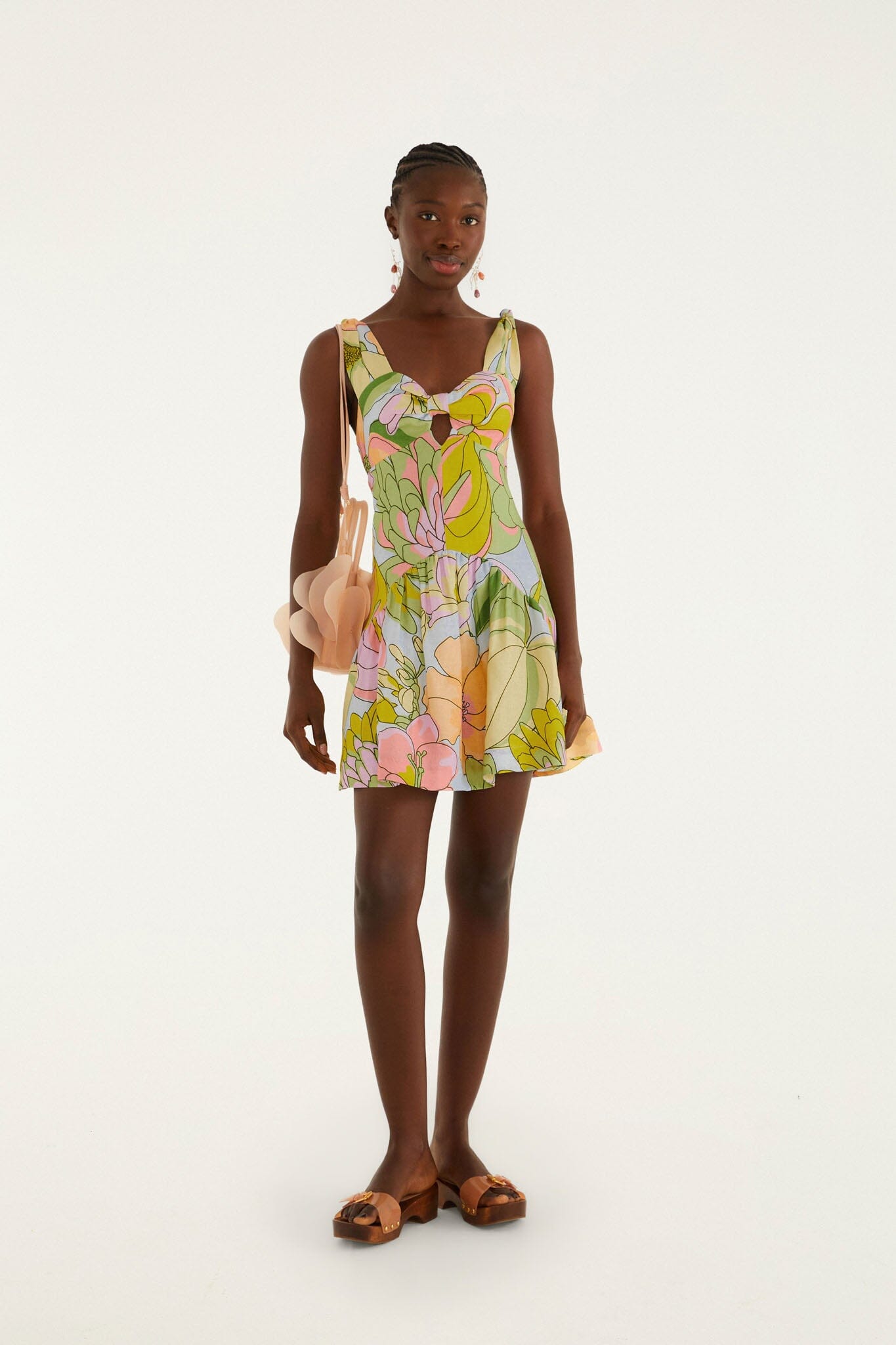 Light Blue Spring Affair Cut-Out Euroflax Premium Linen Mini Dress, SPRING AFFAIR LIGHT BLUE