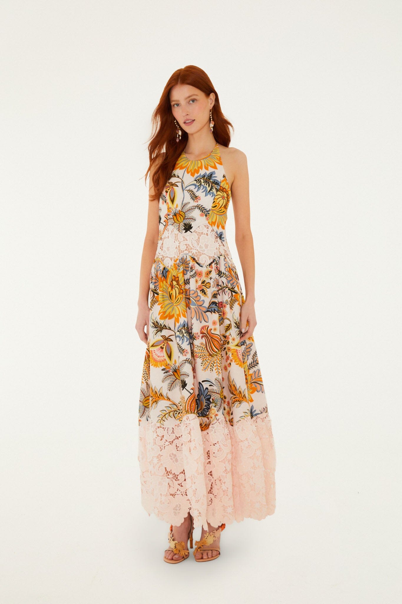 Light Pink Ligia Floral Lace Lenzing™ Ecovero™ Euroflax™ Maxi Dress, LIGIA FLORAL LIGHT PINK