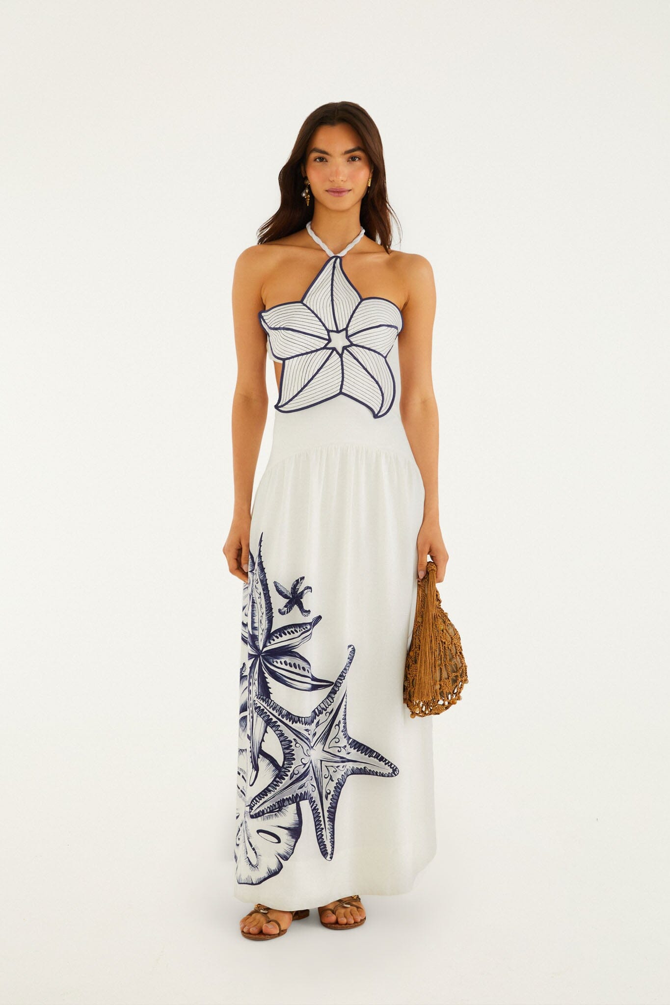 Off-White Coast Stars d Bodice Lenzing Ecovero Euroflax Maxi Dress, COAST STARS OFF