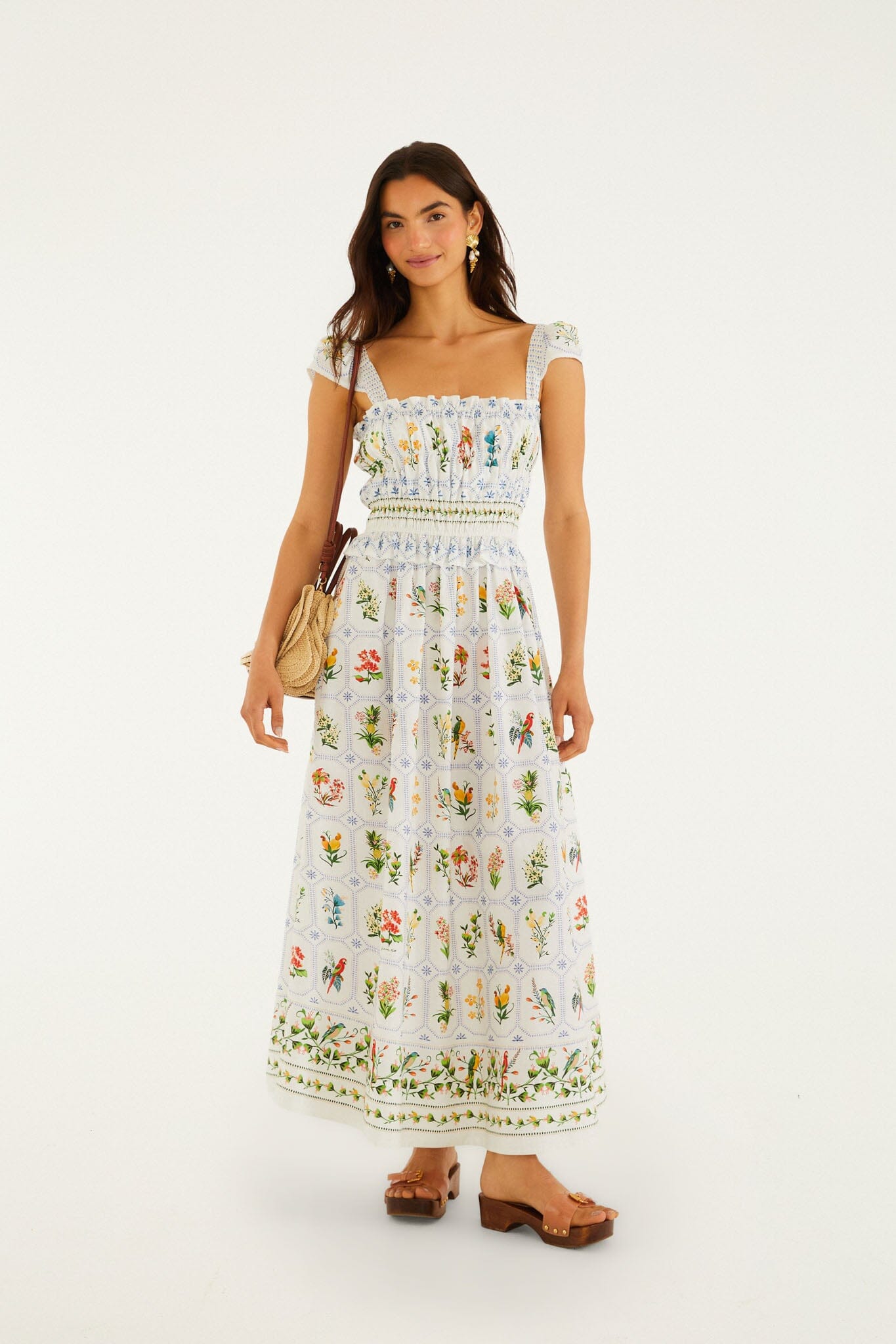 Off-White Tropical Porcelain Organic Cotton Maxi Dress, TROPICAL PORCELAIN OFF