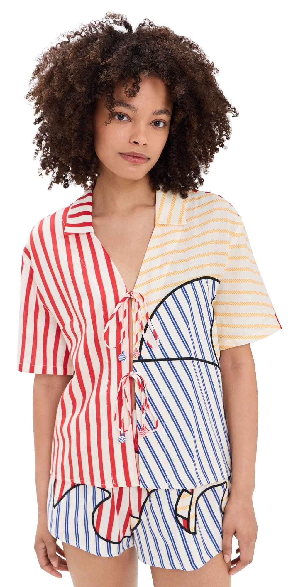 FARM Rio Navy Stripes Off-White Blouse Navy Stripes Off White
