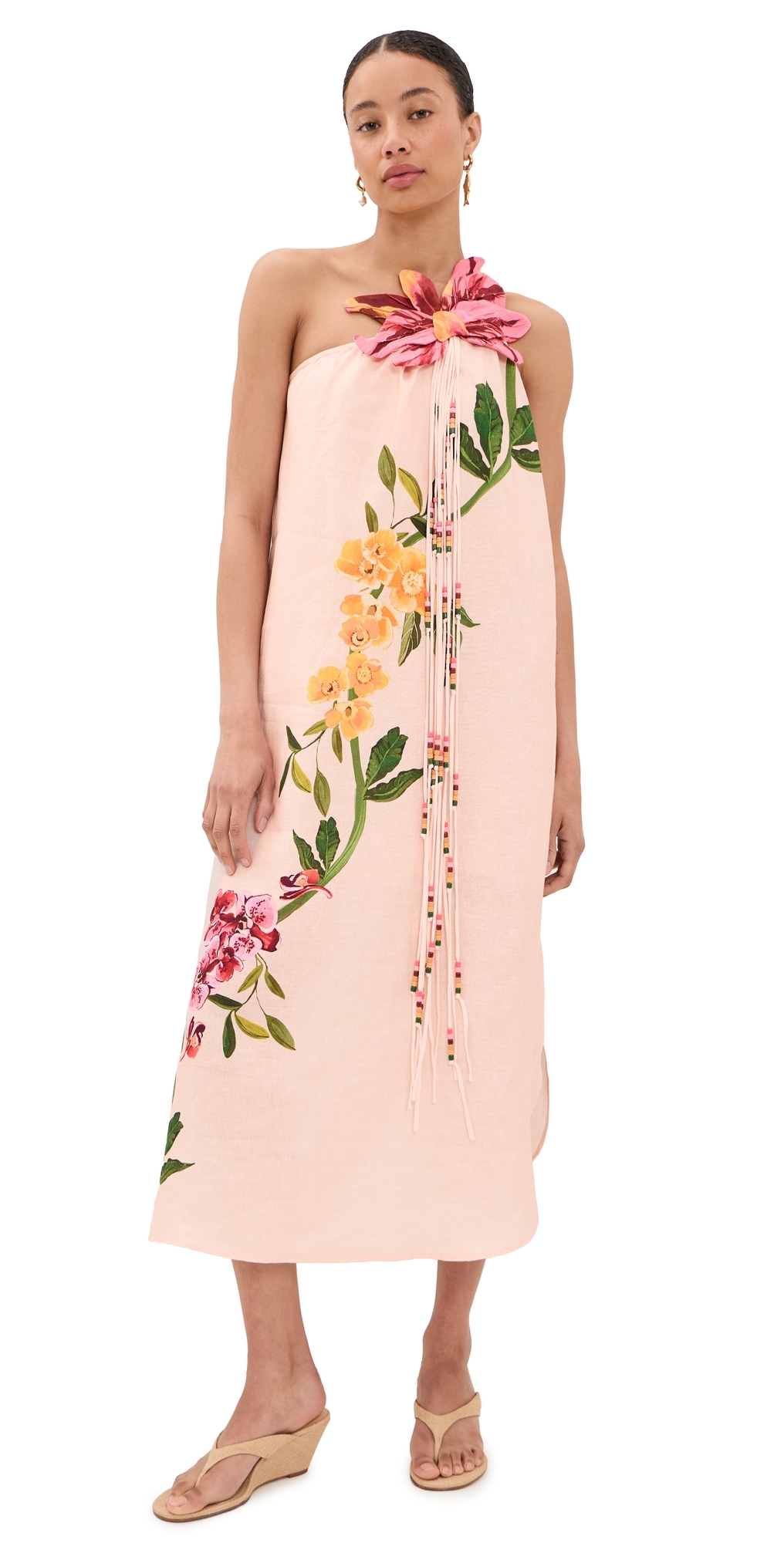 FARM Rio Garden Terrace Pink One Shoulder Maxi Dress Garden Terrace Pink