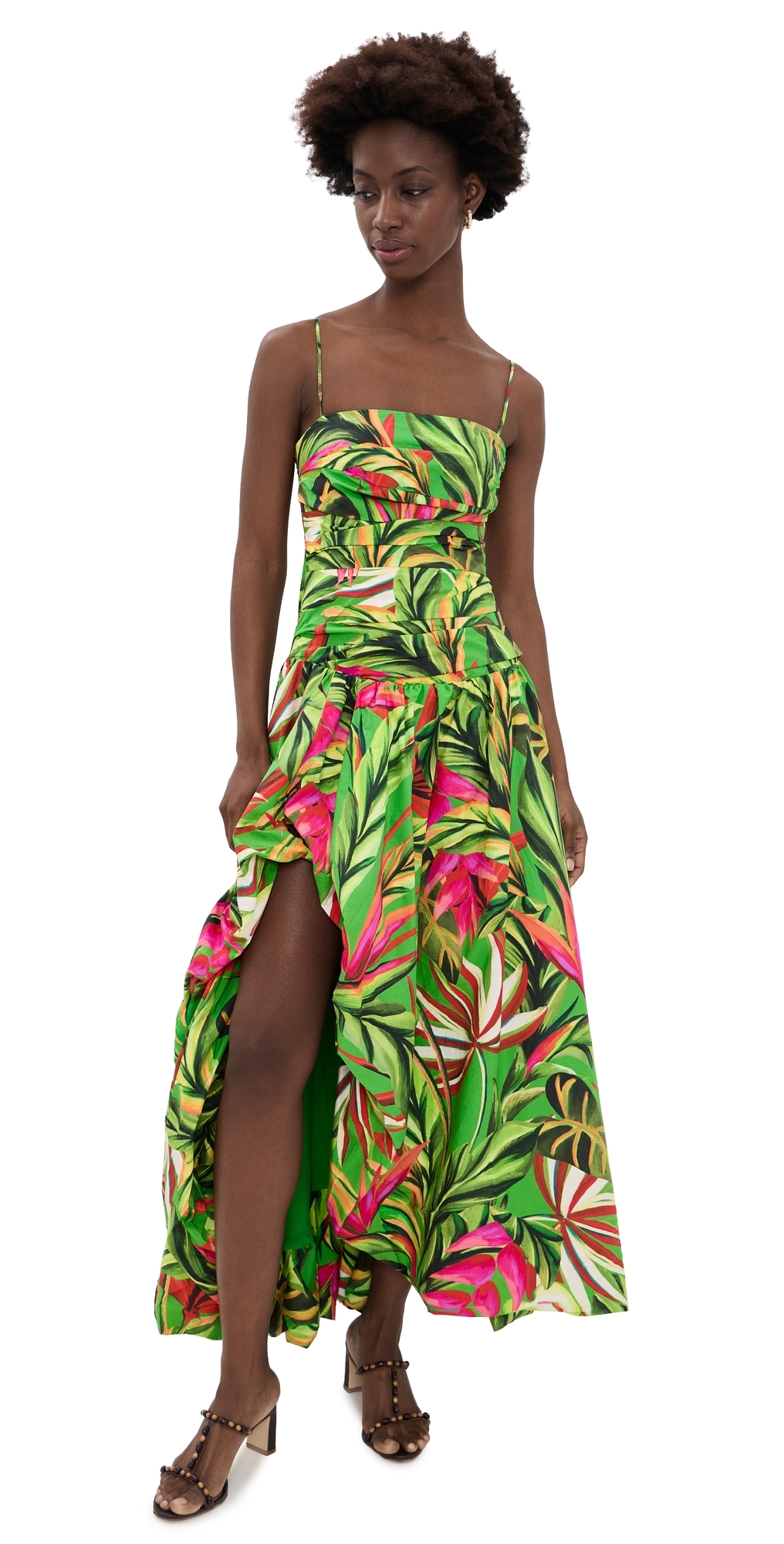 FARM Rio Tropical Dream Green Maxi Dress Orange