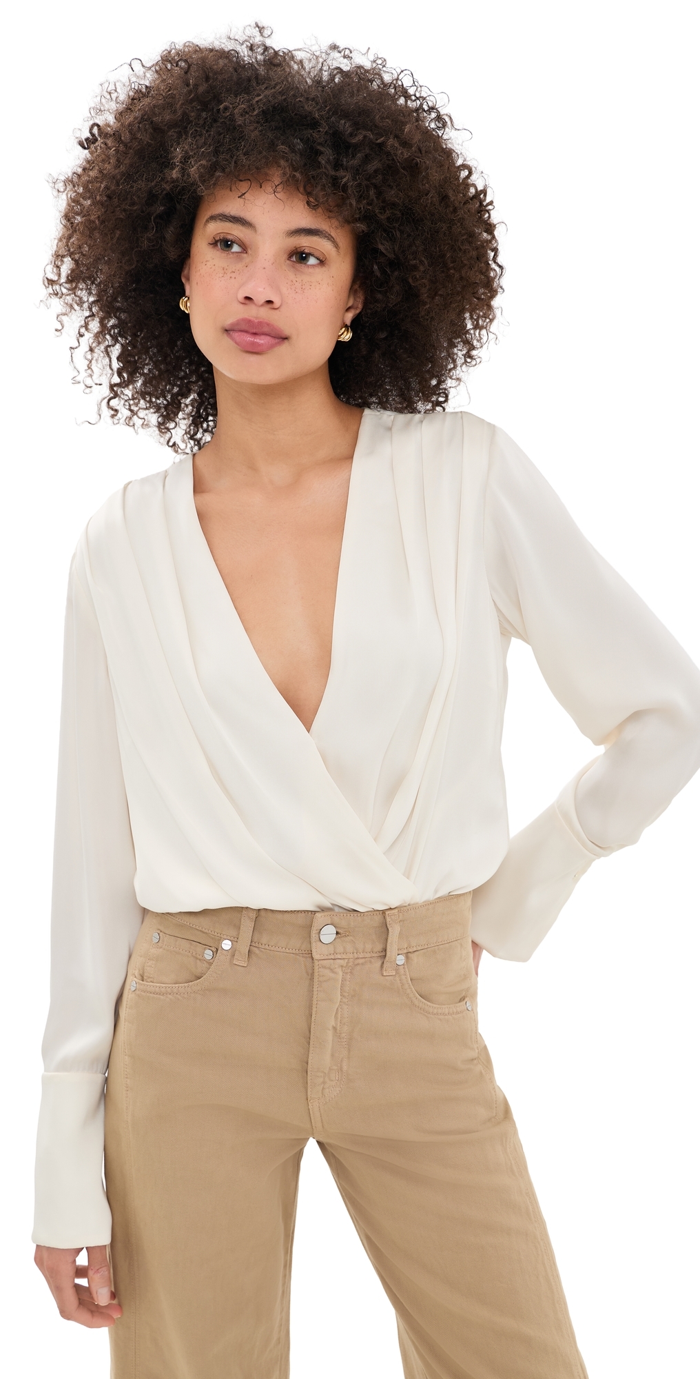 Favorite Daughter The Date Blouse Thong Bodysuit Ivory