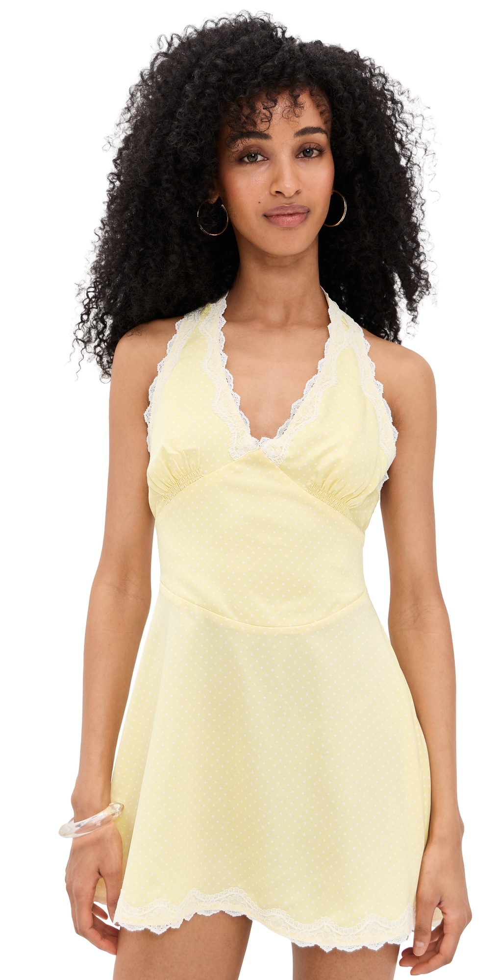 Frankies Bikinis Audrey Satin Dress Whipped Butter Dottie