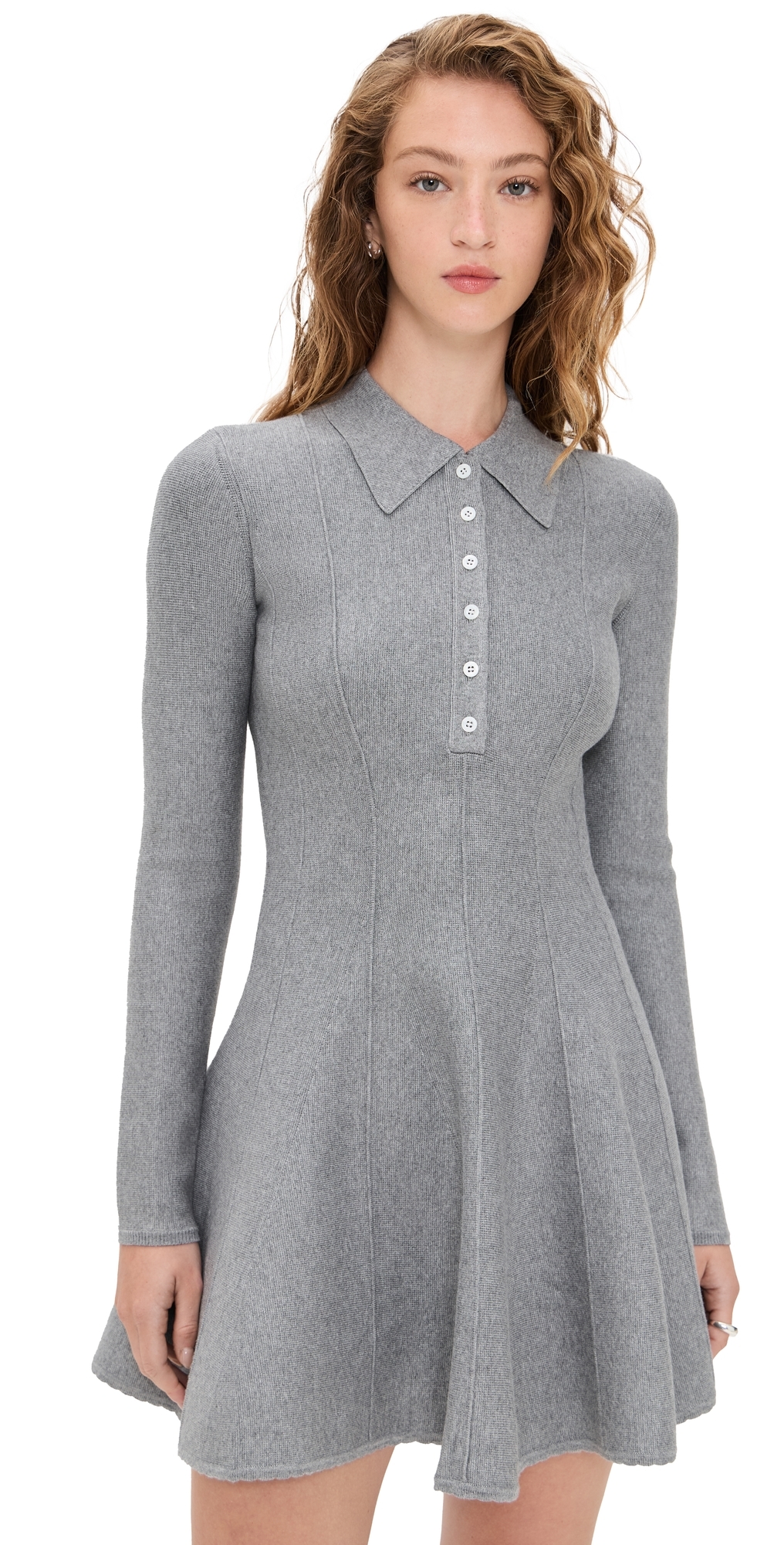 Fleur du Mal Henley Flared Corset Dress Medium Heather Grey
