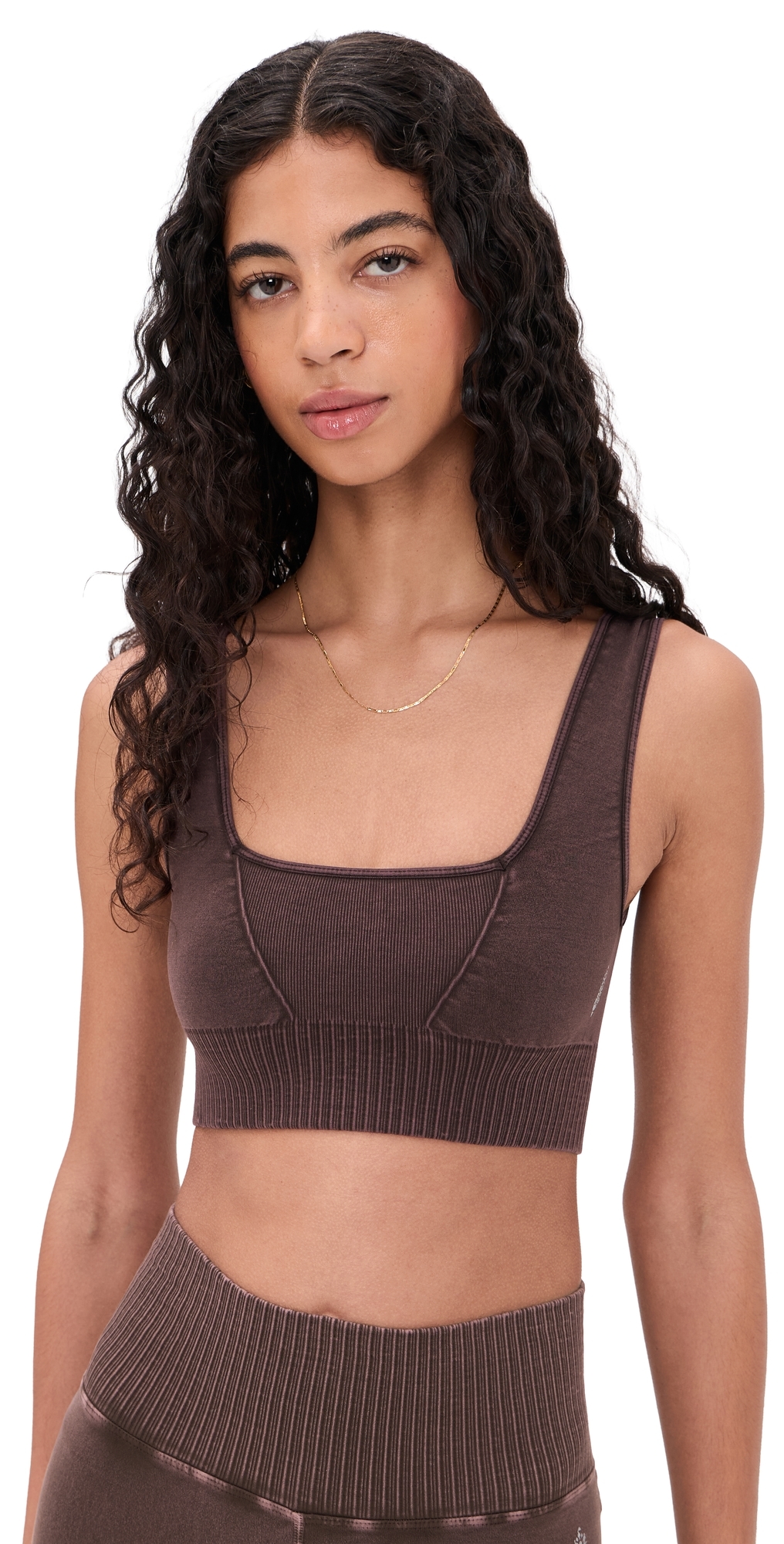 FP Movement Square Neck Good Karma Bralette Washed Chocolate