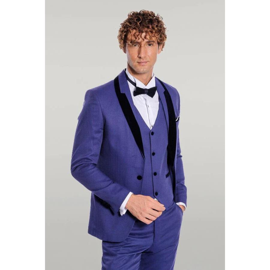 Formal Pieces Mens Suit Flat Shawl Lapel Tuxedos Blazer+vest+Pants